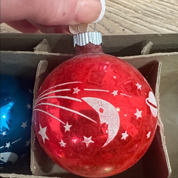 Vintage Glass Christmas Ornaments Mixed Colors Germany Shiny Brite Style - Picture 4 of 16